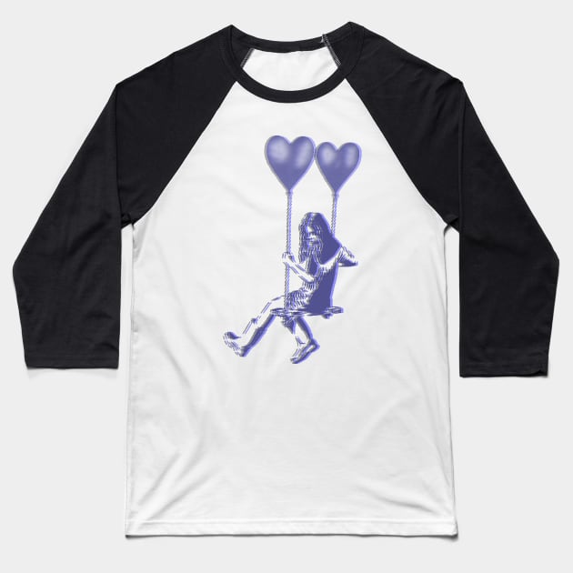 3D Banksy Ballon Girl Baseball T-Shirt by TRIME